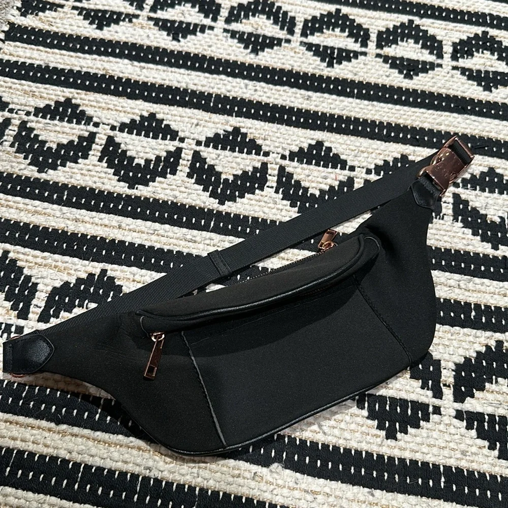 Black and rose gold fanny pack